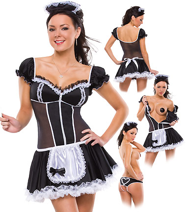 F66134 Secretnite Sexy Black Maid Costumes-STRIP DOWN MAID